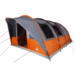 vidaXL Family Tent Tunnel 7-Person Lightweight Tent Camping Tent Waterproof - Grey and orange, 7-person - Additional view 4