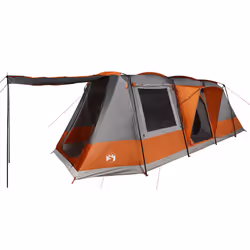 vidaXL Camping Tent Tunnel 4-Person Lightweight Tent Grey & Orange Waterproof