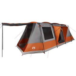 vidaXL Camping Tent Tunnel 4-Person Lightweight Tent Grey & Orange Waterproof
