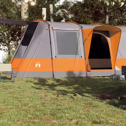 vidaXL Camping Tent Tunnel 4-Person Lightweight Tent Grey & Orange Waterproof