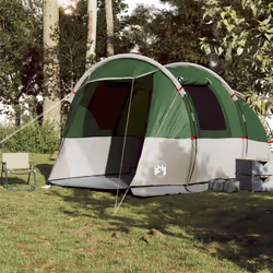 vidaXL Camping Tent Tunnel 4-Person Lightweight Dome Tent Green Waterproof - green