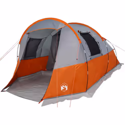 vidaXL Camping Tent Tunnel 4-Person Lightweight Tent Grey & Orange Waterproof