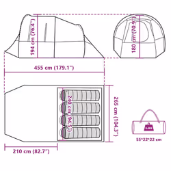vidaXL Camping Tent Tunnel 4-Person Lightweight Tent Grey & Orange Waterproof