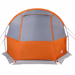 vidaXL Camping Tent Tunnel 4-Person Lightweight Tent Grey & Orange Waterproof - Additional view 6