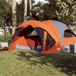 vidaXL Family Tent Cabin 6-Person Camping Tent Lightweight Tent Waterproof - grey and orange