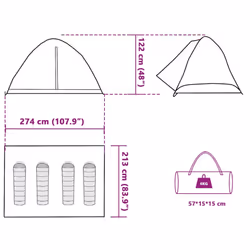 vidaXL Camping Tent Dome 4-Person Lightweight Tent Grey and Orange Waterproof
