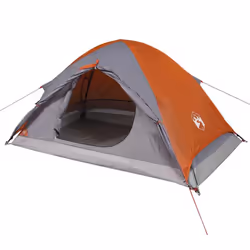 vidaXL Camping Tent Dome 4-Person Lightweight Tent Grey and Orange Waterproof - Additional view 4
