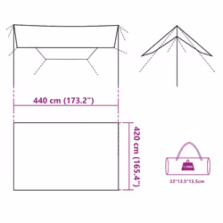 vidaXL Camping Tarp Tarpaulin Shelter Sunshade Grey and Orange Waterproof