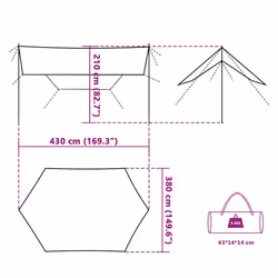 vidaXL Camping Tarp Tarpaulin Shelter Outdoor Sunshade Tent Tarp Waterproof - blue, taffeta