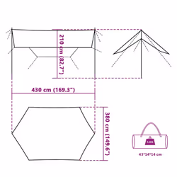 vidaXL Camping Tarp Tarpaulin Shelter Outdoor Sunshade Tent Tarp Waterproof - grey and orange, taffeta
