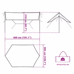 vidaXL Camping Tarp Outdoor Patio Tarpaulin Shelter Sunshade Green Waterproof - grey and orange, taffeta - Additional view 8