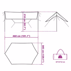 vidaXL Camping Tarp Outdoor Patio Tarpaulin Shelter Sunshade Green Waterproof - grey and orange, oxford - Additional view 3