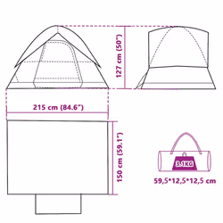 vidaXL Camping Tent Dome 2-Person Lightweight Tent Dome Tent Blue Waterproof - Green, 215 x 150 x 127 cm - Additional view 3