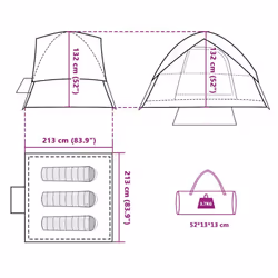 vidaXL Camping Tent Dome 2-Person Lightweight Tent Dome Tent Blue Waterproof - Green, 213 x 213 x 132 cm - Additional view 3