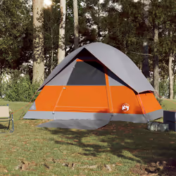 vidaXL Camping Tent Dome 2-Person Lightweight Tent Dome Tent Blue Waterproof - Grey and orange, 213 x 213 x 132 cm - Additional view 2