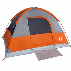 vidaXL Camping Tent Dome 2-Person Lightweight Tent Dome Tent Blue Waterproof - Grey and orange, 213 x 213 x 132 cm - Additional view 4