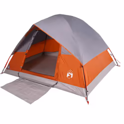 vidaXL Camping Tent Dome 2-Person Lightweight Tent Dome Tent Blue Waterproof - Grey and orange, 213 x 213 x 132 cm - Additional view 6