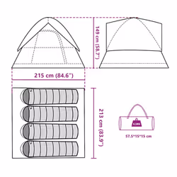 vidaXL Camping Tent Dome 2-Person Lightweight Tent Dome Tent Blue Waterproof - Green, 215 x 213 x 149/154 cm - Additional view 3