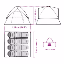 vidaXL Family Tent Dome 6-Person Dome Tent White Blackout Fabric Waterproof - blue, 4-person - Additional view 3