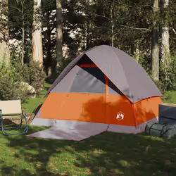 vidaXL Camping Tent Dome 2-Person Lightweight Tent Dome Tent Blue Waterproof - Grey and orange, 215 x 213 x 149/154 cm - Additional view 2