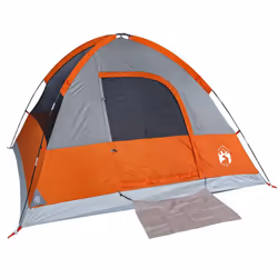 vidaXL Camping Tent Dome 2-Person Lightweight Tent Dome Tent Blue Waterproof - Grey and orange, 215 x 213 x 149/154 cm - Additional view 4