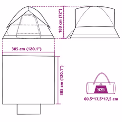 vidaXL Camping Tent Dome 2-Person Lightweight Tent Dome Tent Blue Waterproof - Grey and orange, 305 x 305 x 183 cm - Additional view 3