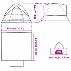 vidaXL Family Tent Dome 6-Person Dome Tent White Blackout Fabric Waterproof - white blackout, 6-person - Additional view 3