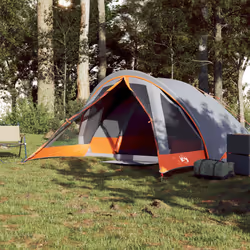 vidaXL Camping Tent Cabin 4-Person Lightweight Tent Patio Dome Tent Waterproof - grey and orange - Additional view 2