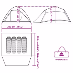 vidaXL Family Tent Dome 6-Person Lightweight Tent Camping Tent Waterproof - green, 4-person