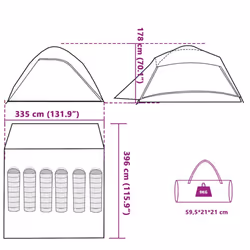vidaXL Family Tent Dome 6-Person Lightweight Tent Camping Tent Waterproof - blue, 6-person - Additional view 3