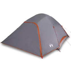 vidaXL Family Tent Dome 6-Person Lightweight Tent Camping Tent Waterproof - grey and orange, 6-person