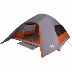 vidaXL Family Tent Dome 6-Person Lightweight Tent Camping Tent Waterproof - grey and orange, 6-person - Additional view 4