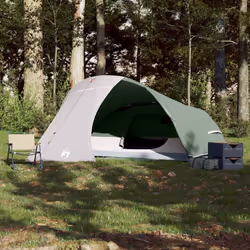 vidaXL Camping Tent Dome 4-Person Lightweight Tent Grey and Orange Waterproof - Green