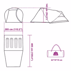 vidaXL Camping Tent Dome 4-Person Lightweight Tent Grey and Orange Waterproof - Green