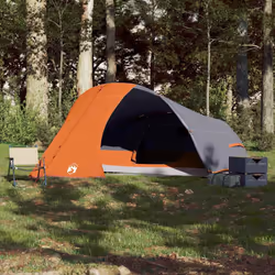 vidaXL Camping Tent Dome 4-Person Lightweight Tent Grey and Orange Waterproof - Grey and orange