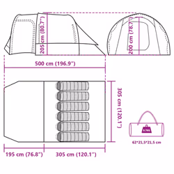 vidaXL Family Tent 6-Person Outdoor Lightweight Tent Camping Tent Waterproof - Green