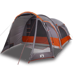 vidaXL Family Tent 6-Person Outdoor Lightweight Tent Camping Tent Waterproof - Grey and orange