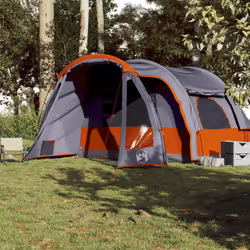vidaXL Family Tent 6-Person Outdoor Lightweight Tent Camping Tent Waterproof - Grey and orange