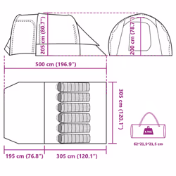 vidaXL Family Tent 6-Person Outdoor Lightweight Tent Camping Tent Waterproof - Grey and orange
