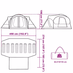 vidaXL Family Tent Tipi 8-Person Lightweight Camping Tent Green Waterproof - Green