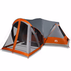vidaXL Family Tent Tipi 8-Person Lightweight Camping Tent Green Waterproof - Grey and orange