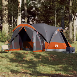 vidaXL Family Tent Tipi 8-Person Lightweight Camping Tent Green Waterproof - Grey and orange