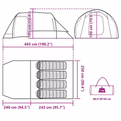 vidaXL Family Tent 6-Person Outdoor Lightweight Tent Camping Tent Waterproof - green, 4-person