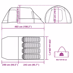 vidaXL Family Tent 6-Person Outdoor Lightweight Tent Camping Tent Waterproof - blue, 4-person