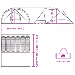 vidaXL Family Tent Cabin 6-Person Lightweight Tent Dome Tent Green Waterproof - grey