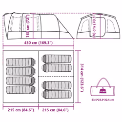vidaXL Family Tent Tunnel 8-Person Lightweight Tent Dome Tent Blue Waterproof - Additional view 3