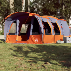 vidaXL Family Tent Tunnel 8-Person Lightweight Tent Dome Tent Grey Waterproof