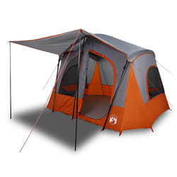 vidaXL Camping Tent Cabin 5-Person Lightweight Tent Patio Dome Tent Waterproof - Grey and orange