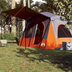 vidaXL Camping Tent Cabin 5-Person Lightweight Tent Patio Dome Tent Waterproof - Grey and orange - Additional view 2