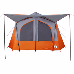 vidaXL Camping Tent Cabin 5-Person Lightweight Tent Patio Dome Tent Waterproof - Grey and orange - Additional view 4